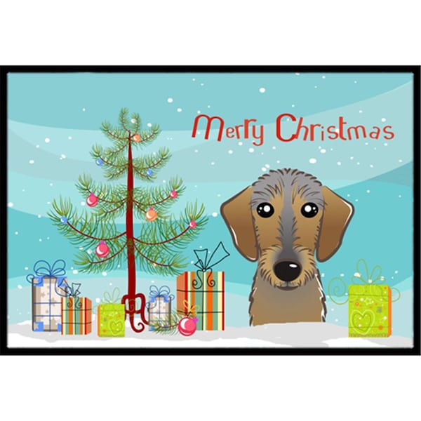 Carolines Treasures Christmas Tree and Wirehaired Dachshund Indoor or Outdoor Mat- 18 x 27 BB1605MAT - main